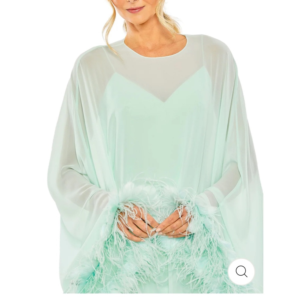 Mac Duggal MINT TRAPEZE DRESS WITH FEATHER TRIM - never been worn! Brand new! - Picture 3 of 3